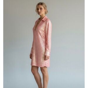Joe Fresh x Roxy Earle Sequin Party Dress Long Sleeve Pink‎ Medium